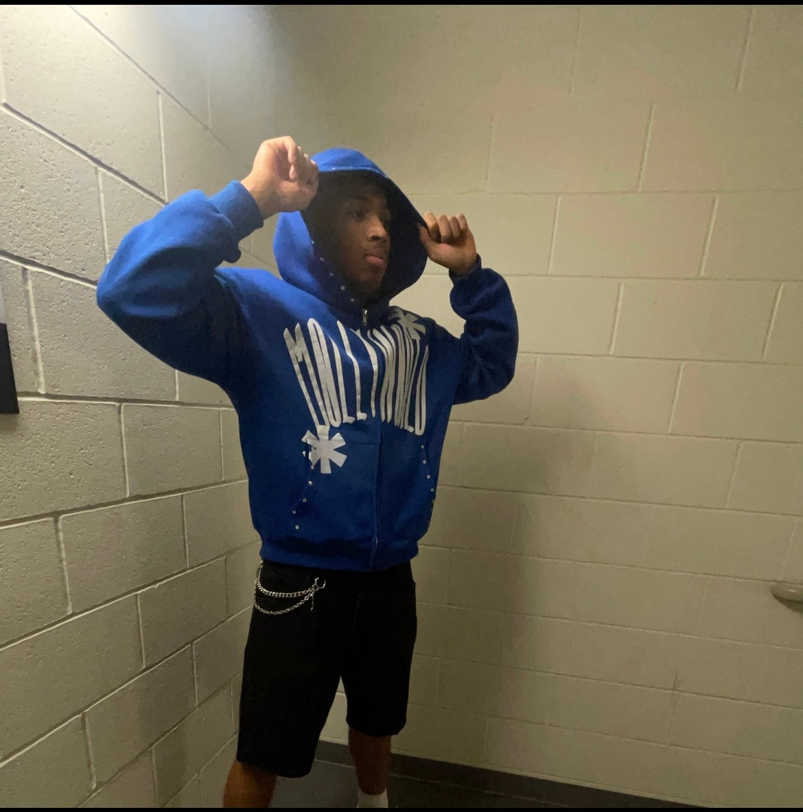 M0LLYW0RLD BLUE ZIP-UP HOODIE
