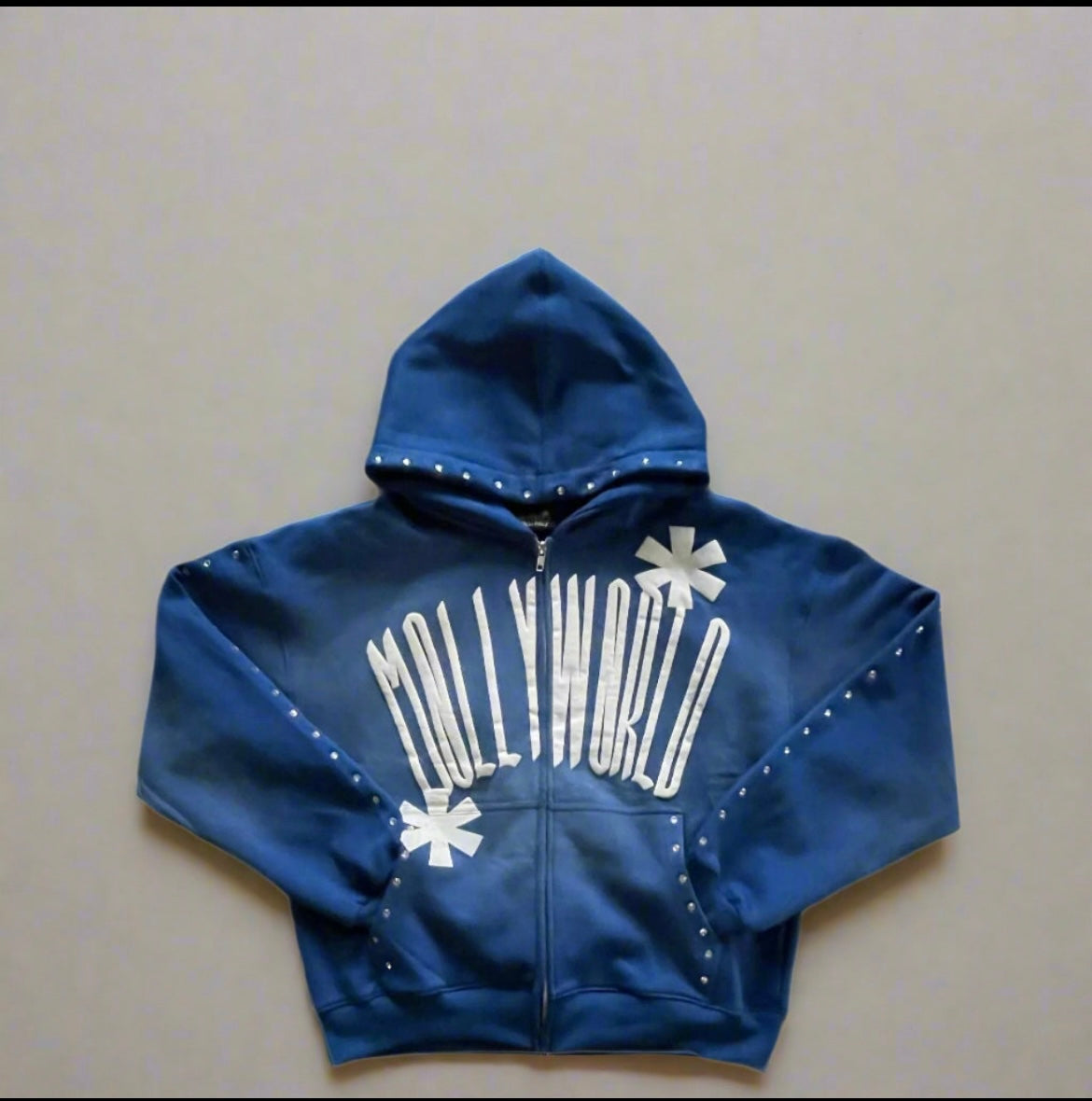 M0LLYW0RLD BLUE ZIP-UP HOODIE
