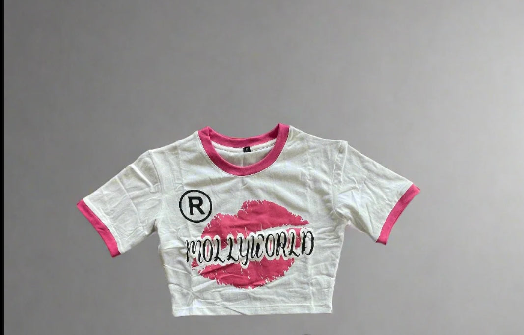 M0LLYW0RLD WHITE CROP TOPS