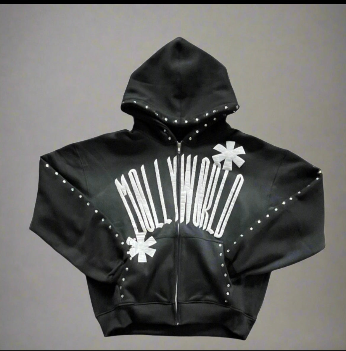M0LLYW0RLD BLACK ZIP UP H00DIE